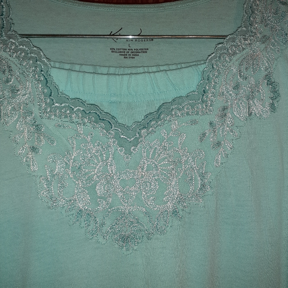 KIM ROGERS 2 PIECE SLEEPWEAR SET. POWDER BLUE SIZE L - Picture 4 of 7